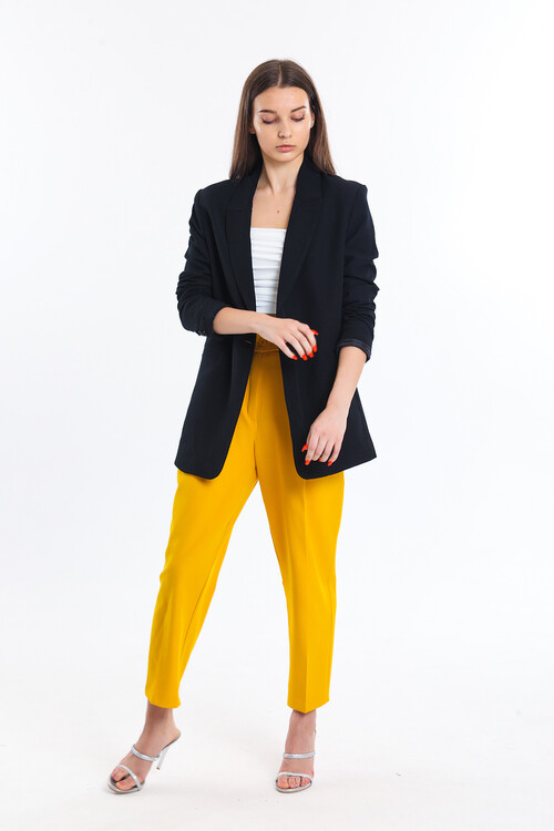 Tek Düğmeli İçi Astarlı Palazzo Ceket