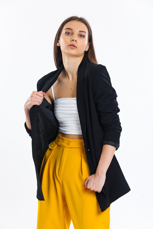 Tek Düğmeli İçi Astarlı Palazzo Ceket