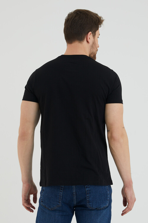 Viking And Live Yazı Baskılı Bisiklet Yaka Battal Tshirt