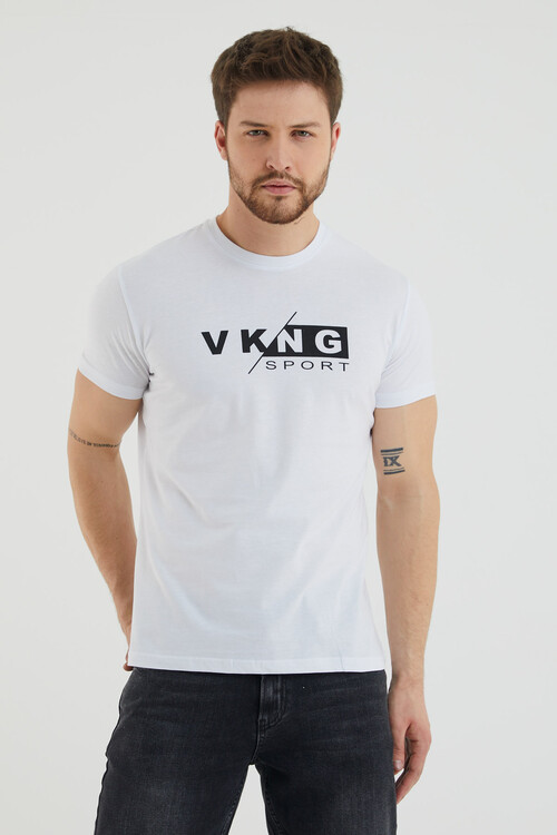 Vkng Sport Baskılı Bisiklet Yaka Battal Tshirt