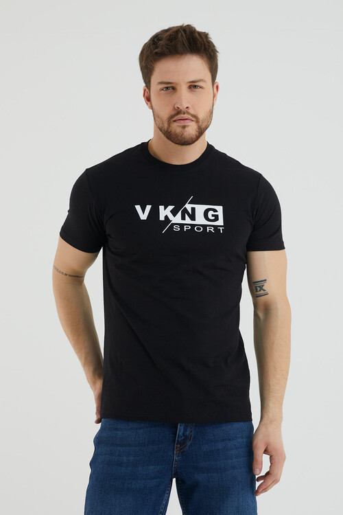 Vkng Sport Baskılı Bisiklet Yaka Battal Tshirt