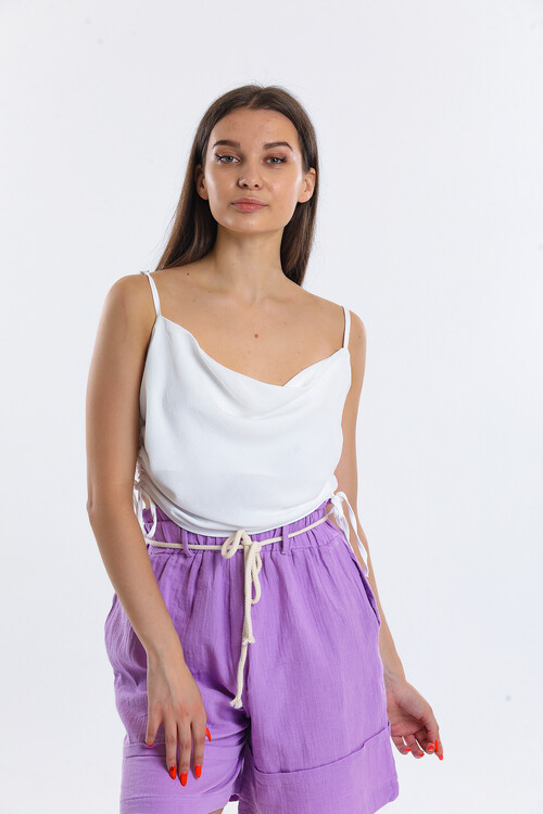 Askılı Yanları Bağlamalı Bluz