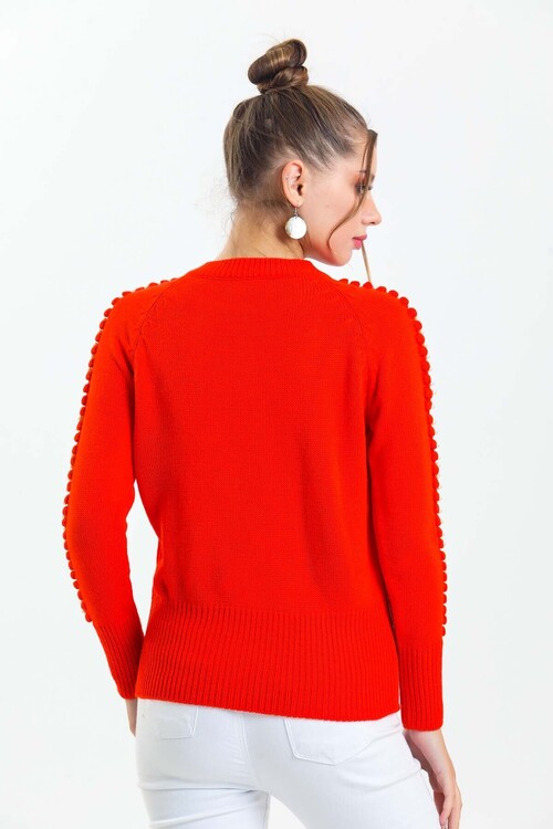 Bisiklet Yaka Boncuk Detaylı Kazak