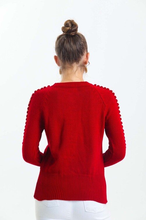 Bisiklet Yaka Boncuk Detaylı Kazak