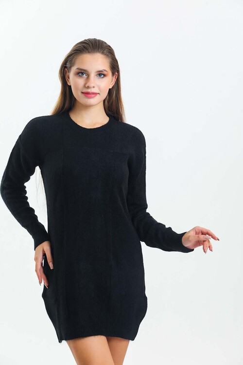 Bisiklet Yaka Yarasa Kol Triko Elbise