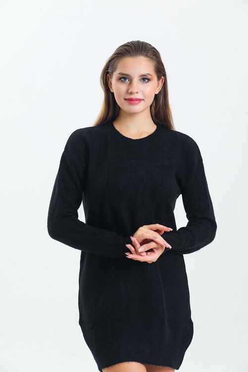 Bisiklet Yaka Yarasa Kol Triko Elbise