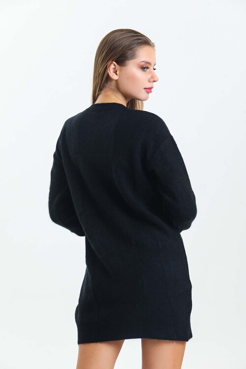 Bisiklet Yaka Yarasa Kol Triko Elbise