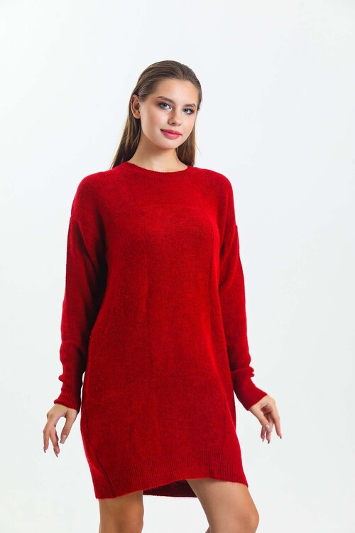 Bisiklet Yaka Yarasa Kol Triko Elbise