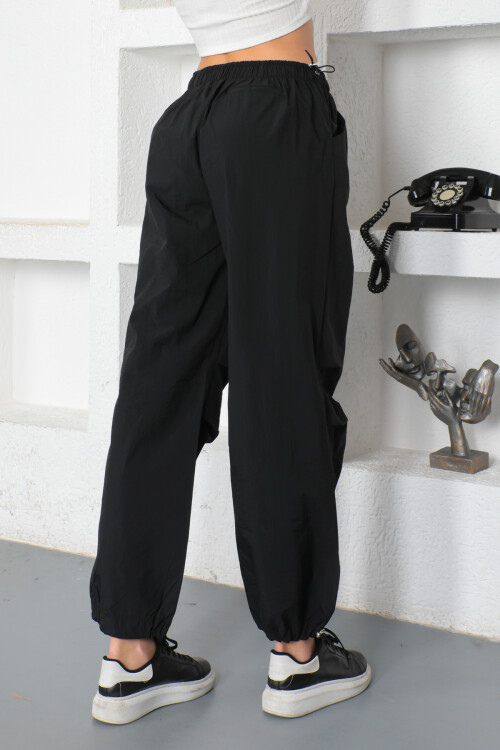 KADIN Beli ve Paçası Lastikli Bol Paça Pantolon