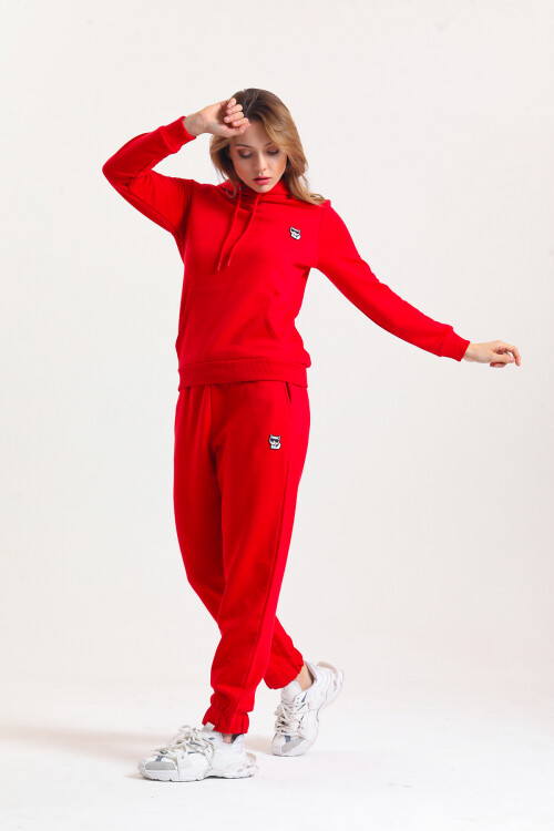 KADIN Kanguru Cepli Kapüşonlu İçi Şardonlu Eşofman Takım