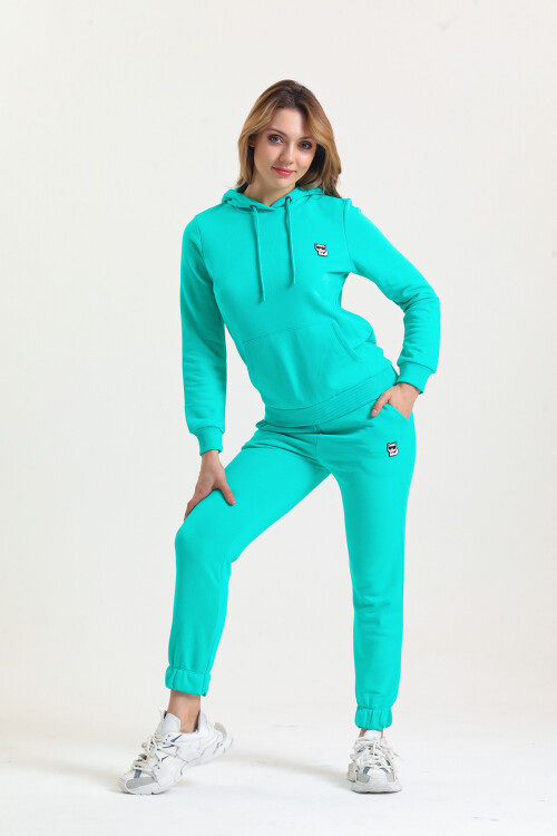 KADIN Kanguru Cepli Kapüşonlu İçi Şardonlu Eşofman Takım