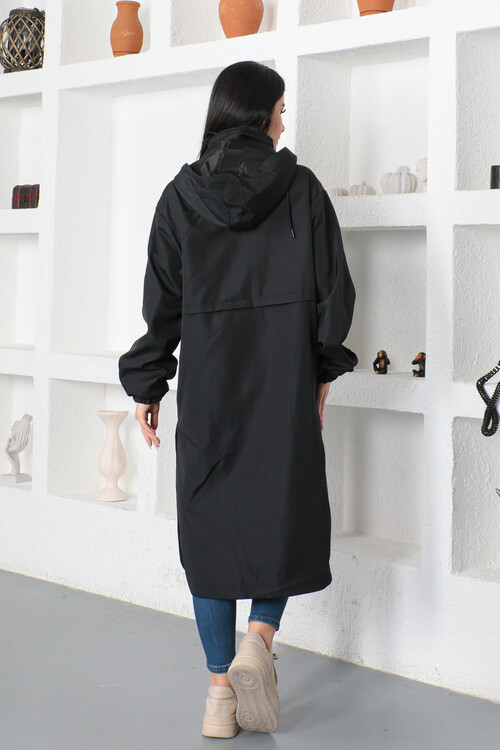 KADIN Kapüşonlu İçi Astarlı Düğme Detaylı Cepli Trençkot