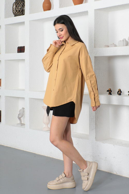 KADIN Önü ve Sırtı Düğmeli Yarasa Kol Salaş Gömlek