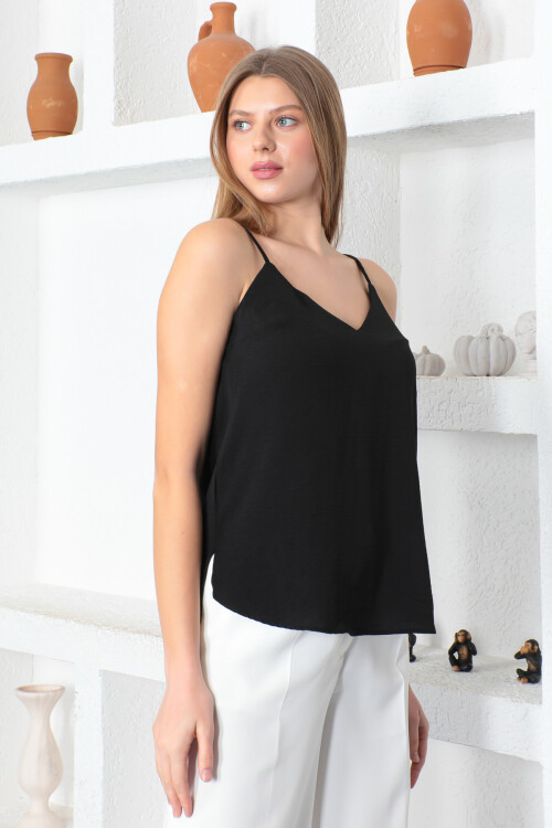 KADIN V Yaka Askılı Bluz