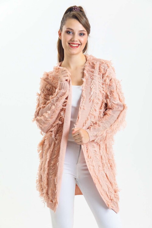 Yarasa Kol Püsküllü Triko Hırka